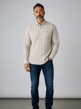Fish Hippie Tailored Fit Plaid Button Down Shirt Men’s S Stretch Cotton Fishing